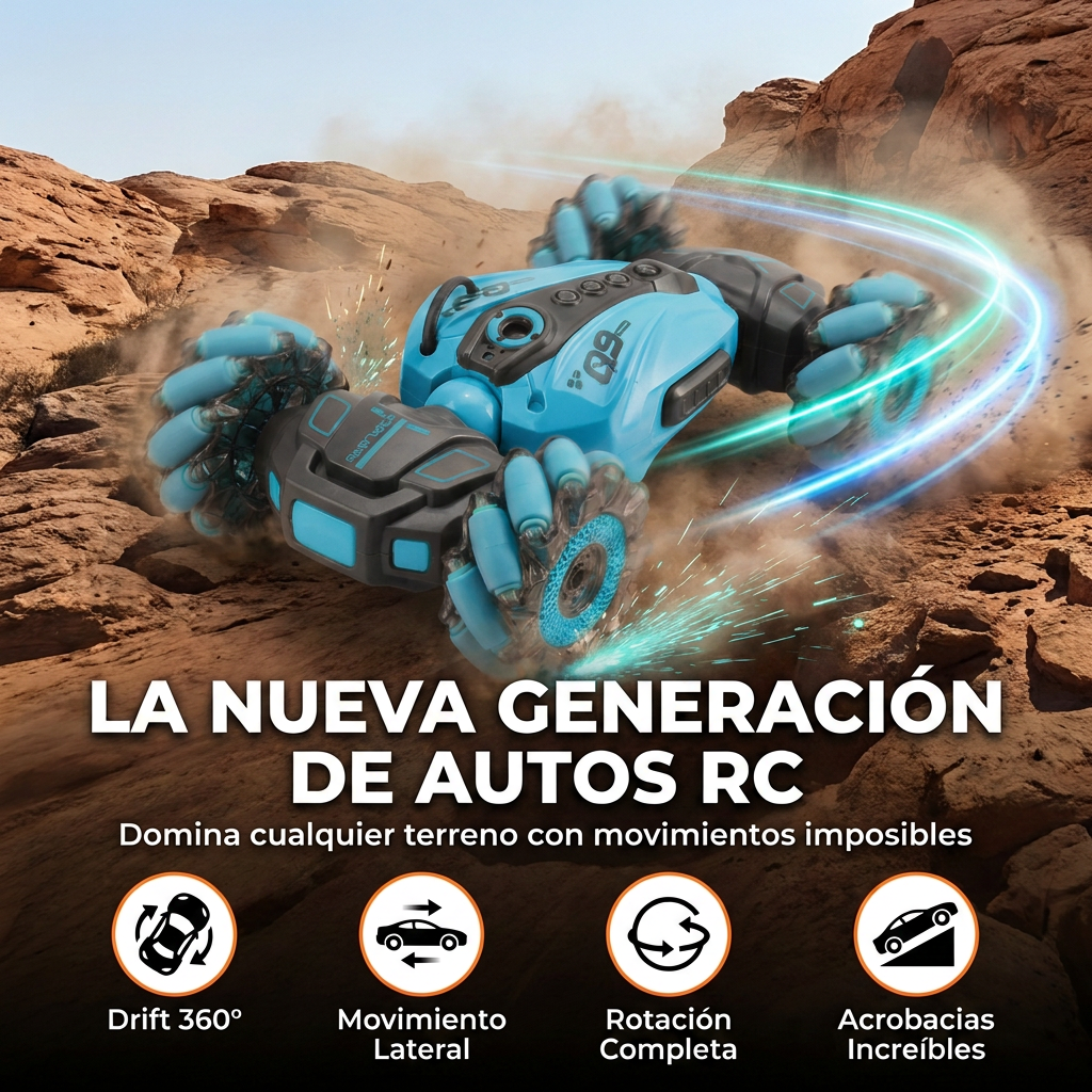 RC Car Stunt Car para Niños, Coche a Control Remoto 360° con Acrobacias y Giros, Auto RC Todoterreno para Niños y Niñas, Juguete de Carreras y Regalo de Cumpleaños (Azul y Negro)