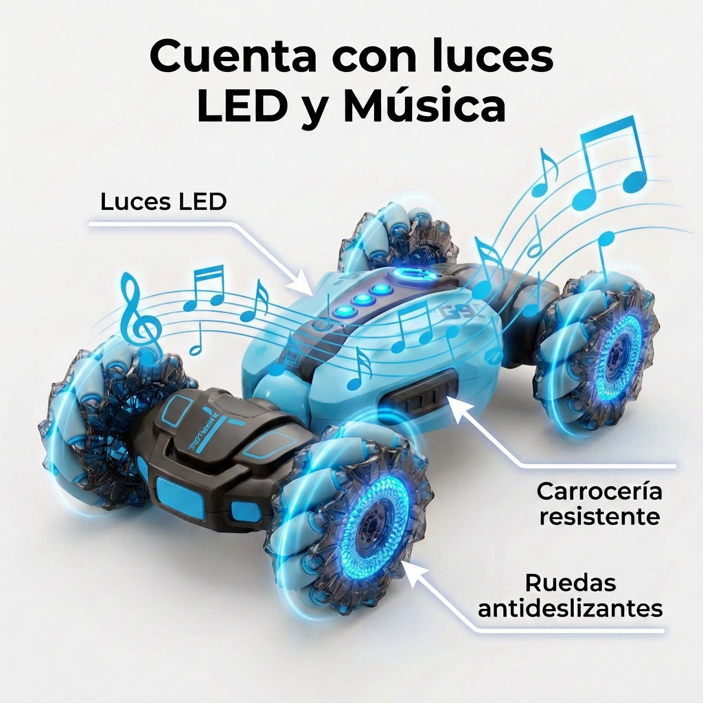 RC Car Stunt Car para Niños, Coche a Control Remoto 360° con Acrobacias y Giros, Auto RC Todoterreno para Niños y Niñas, Juguete de Carreras y Regalo de Cumpleaños (Azul y Negro)