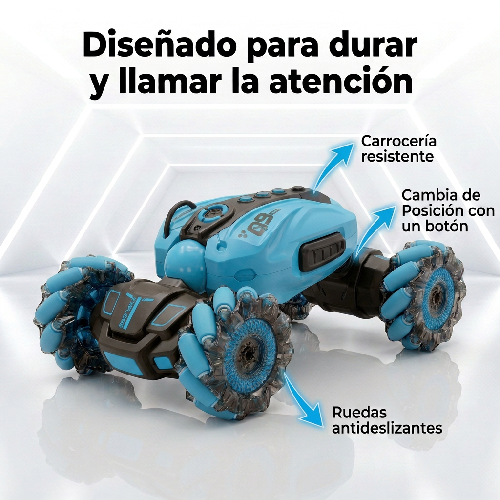 RC Car Stunt Car para Niños, Coche a Control Remoto 360° con Acrobacias y Giros, Auto RC Todoterreno para Niños y Niñas, Juguete de Carreras y Regalo de Cumpleaños (Azul y Negro)