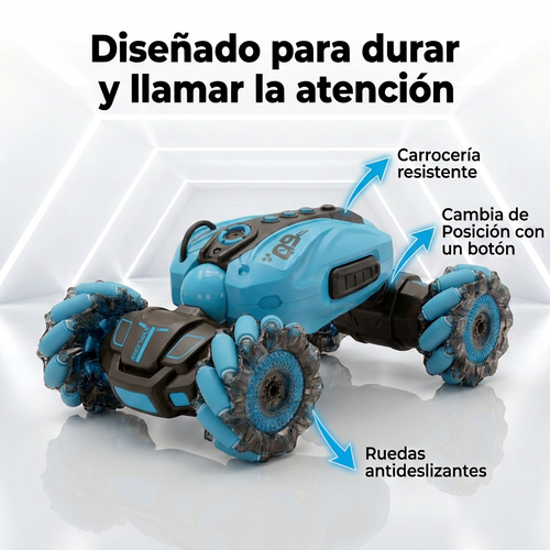 RC Car Stunt Car para Niños, Coche a Control Remoto 360° con Acrobacias y Giros, Auto RC Todoterreno para Niños y Niñas, Juguete de Carreras y Regalo de Cumpleaños (Azul y Negro)